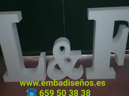LETRAS PARA BODAS Y EVENTOS EN MADRID Y BARCELONA…INICIALES DECORATIVAS XXL ICOPOR O POLIESPAN BARATO A MEDIDA…